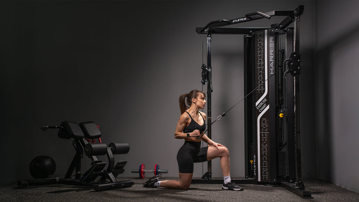 Triceps press-down on the Atletica Harrier cable station