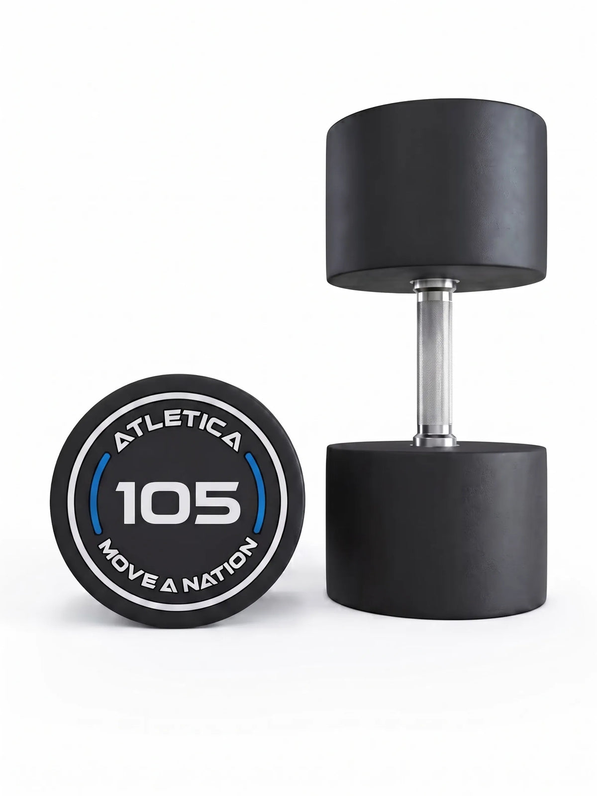 Round Dumbbells PRO in pairs - two dumbbells, one standing, one lying, made of polyurethane, for dumbbell strength training