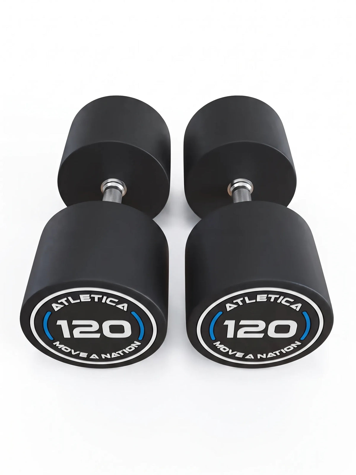 Round Dumbbells PRO Pairwise - Black Dumbbells, 130 lb, with Silver Handles, Made of Polyurethane, for Dumbbell Strength Training