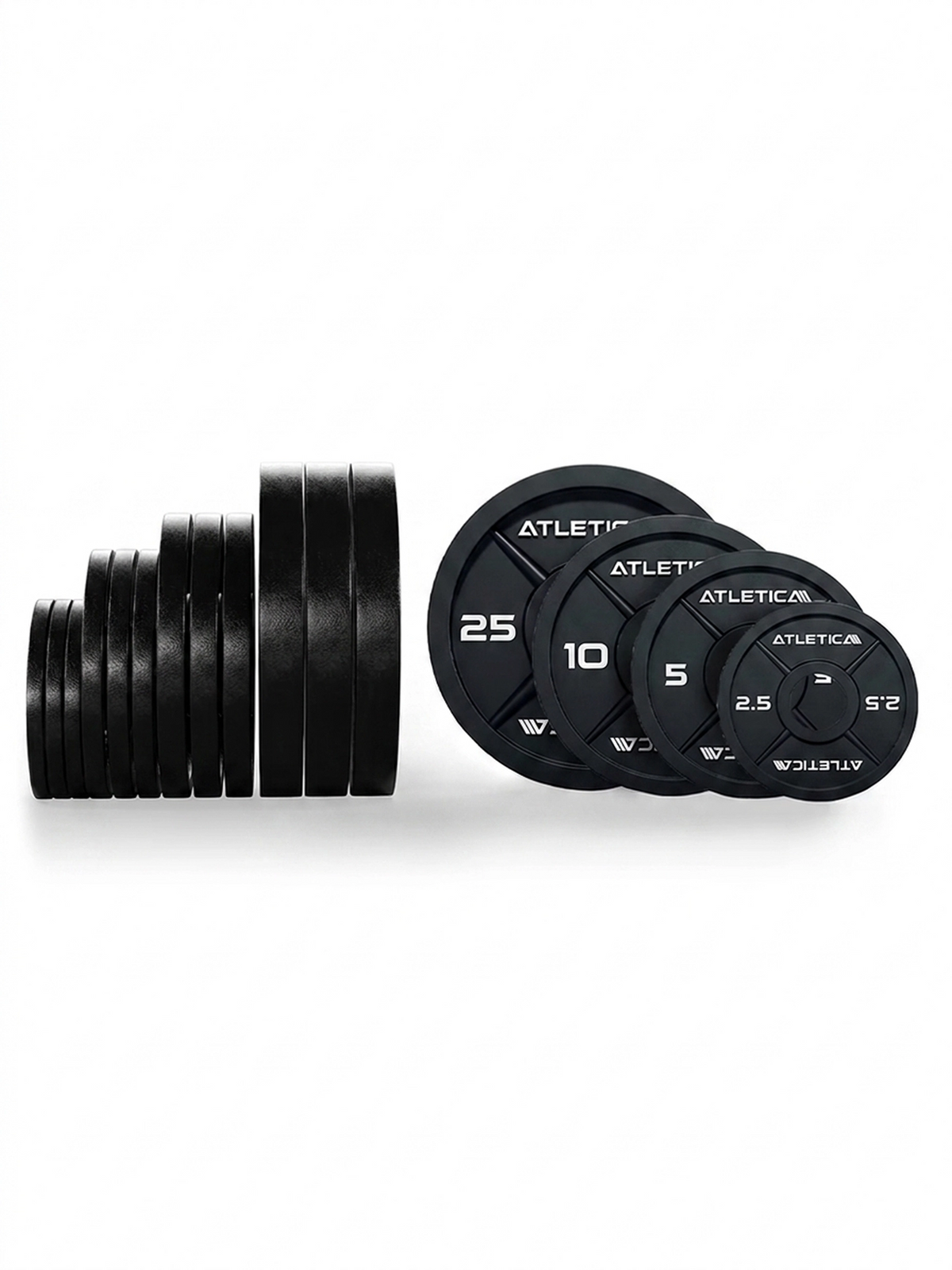 Iron Plates 170 lb Set with black weight plates in various sizes for strength training