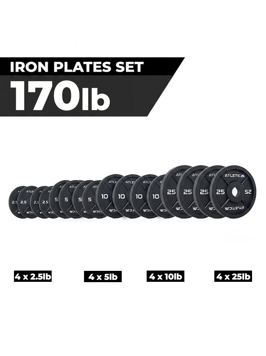 Iron Plates 170 lb Set with 4x2.5 lb, 4x5 lb, 4x10 lb and 4x25 lb weight plates
