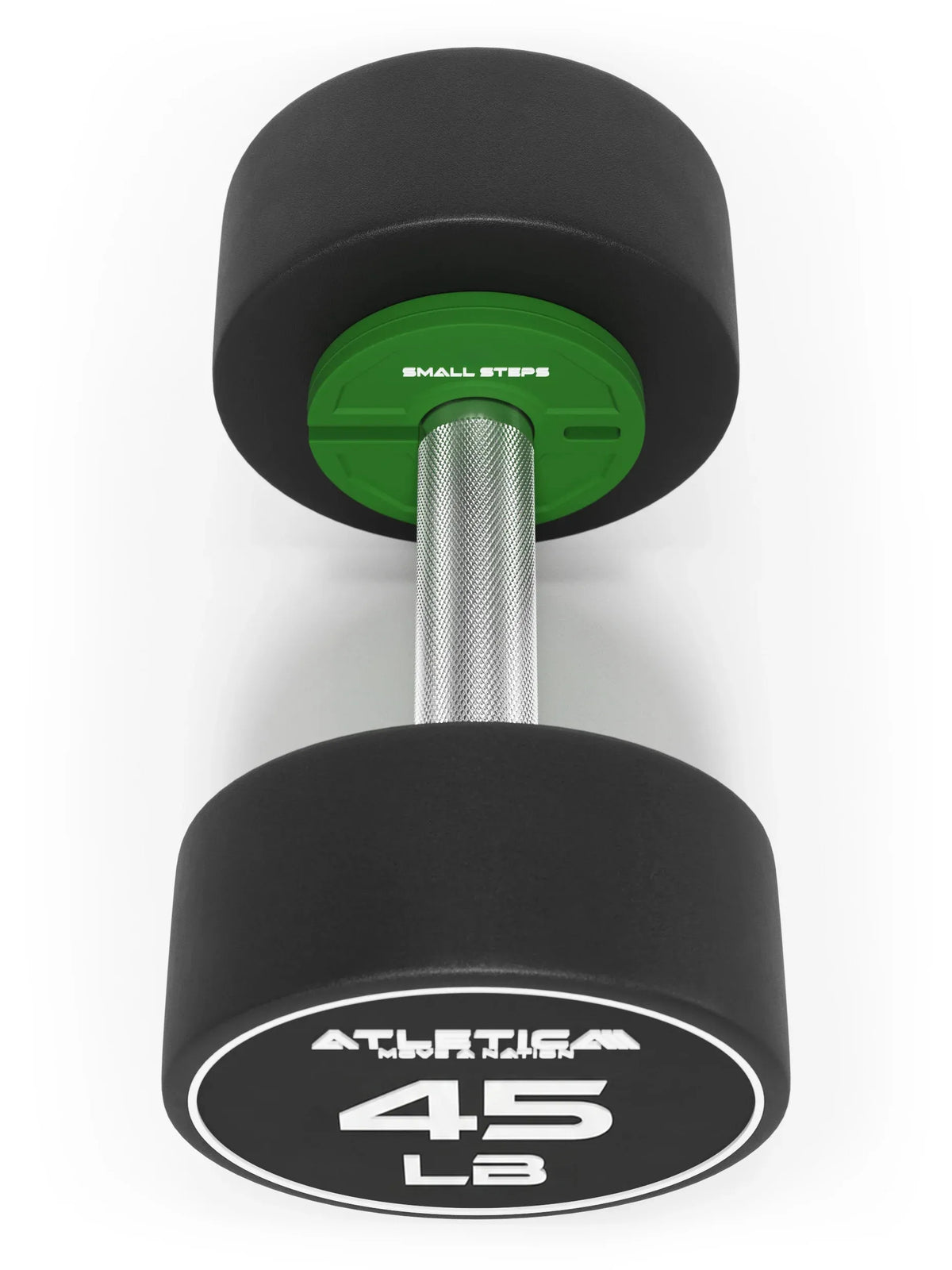 Add-On Flex Plates Colored - round dumbbell with 45 lb, green insert, knurled grip