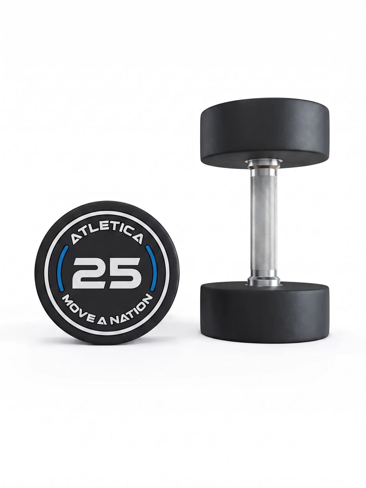Round Dumbbells PRO 25 lb Pair with knurled handle, for strength training