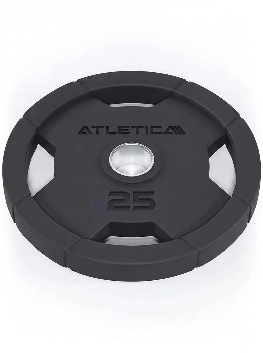 Atletica 4H gripper plate 25 lb lying flat, top angled view