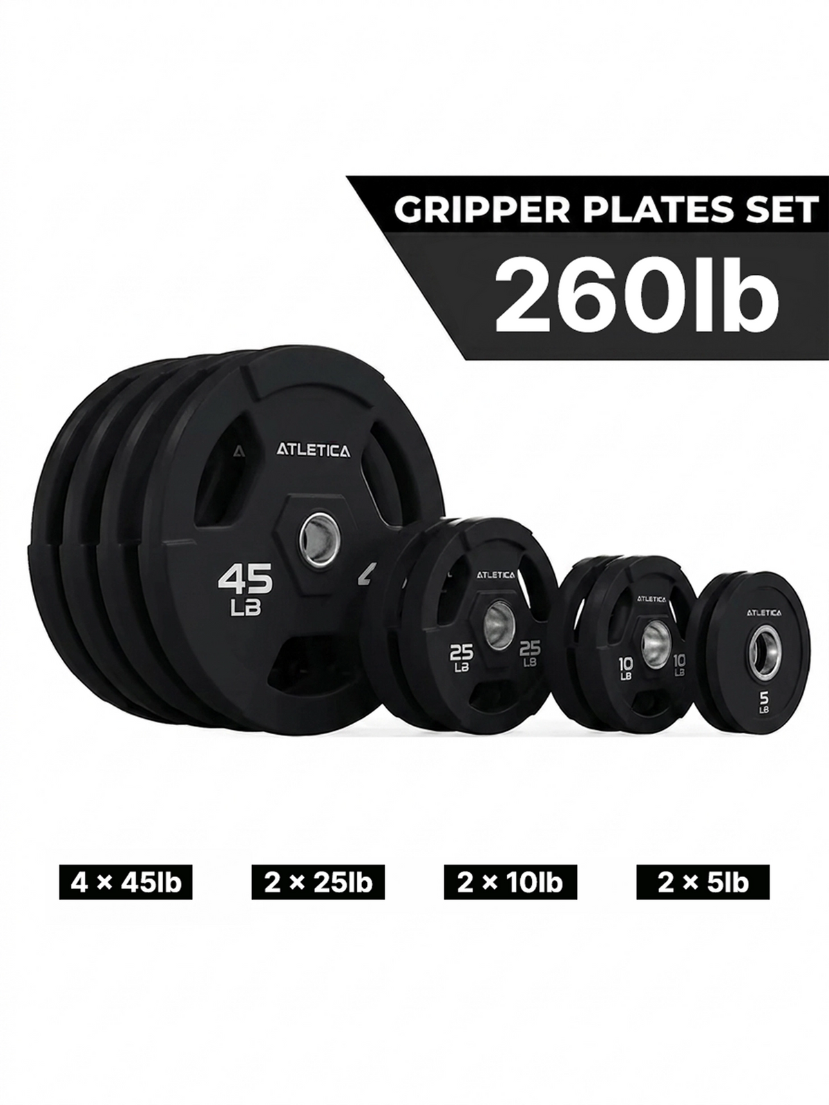 3H Gripper Plates Set 260 lb with 3-grip design for barbell training