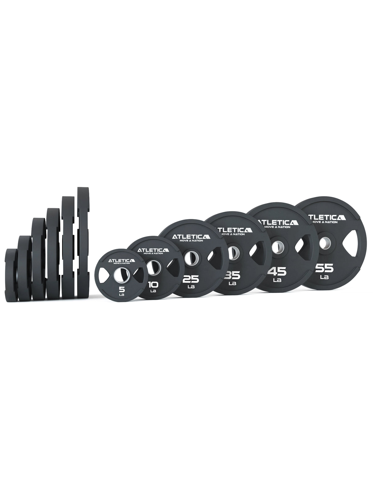 2H Gripper Plates 350 lb Set – lateral view of the weight plates with graduated thickness and weights