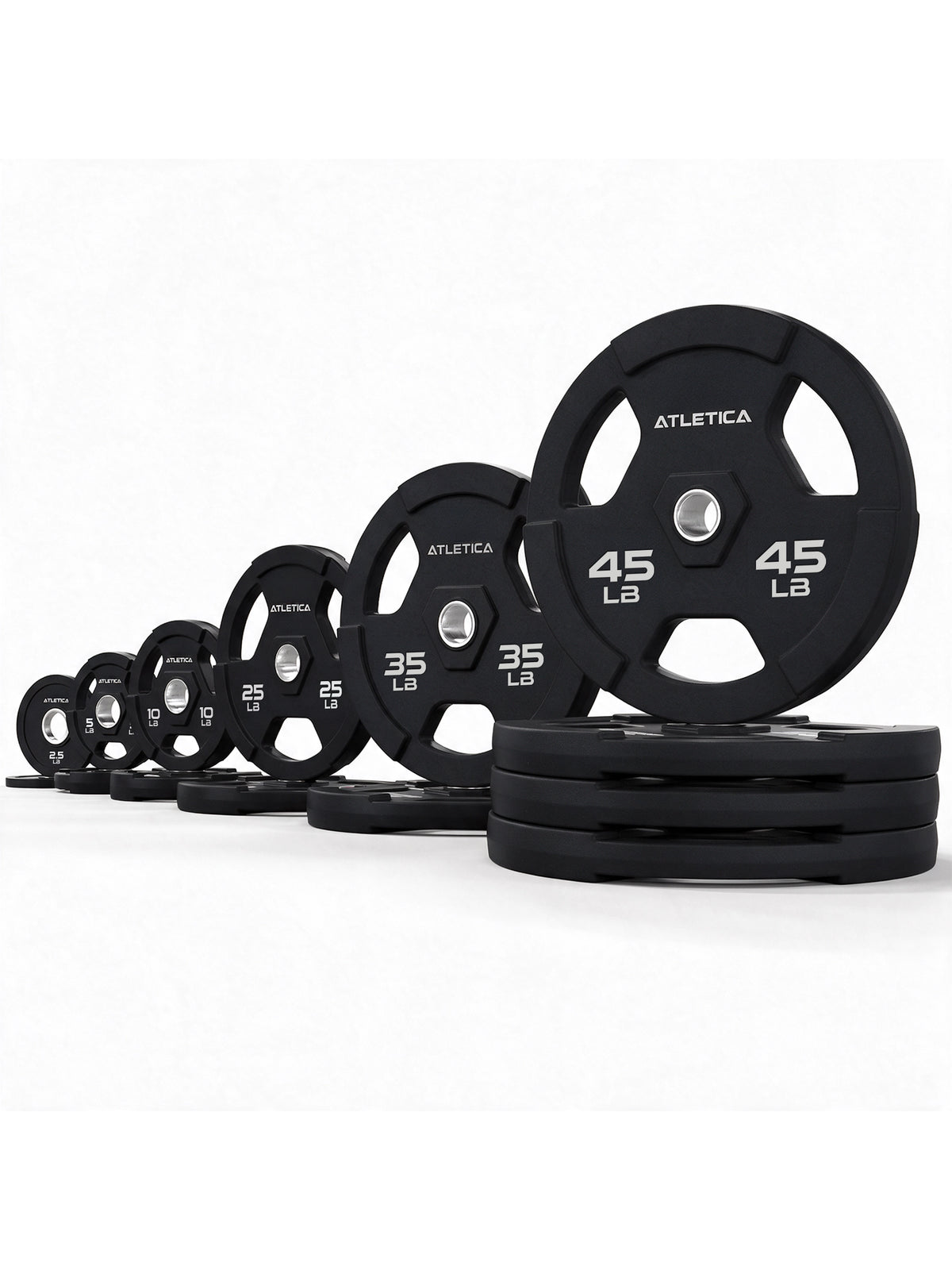 Atletica 3H Gripper Plates 335lb Set with black weight plates and grip openings from 5 to 55 lb