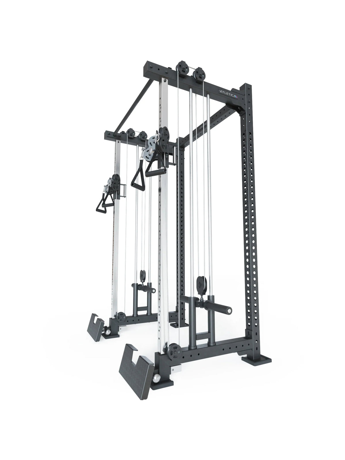 R8 Nitro Cable Rack - Two freestanding functional trainers with weight plates, wall mounting