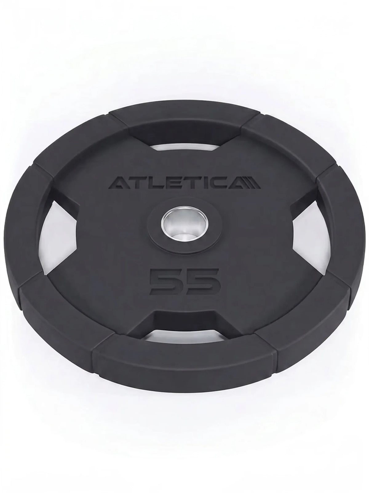 Atletica 4H gripper plate 55 lb, rubber-coated, single plate angled top view