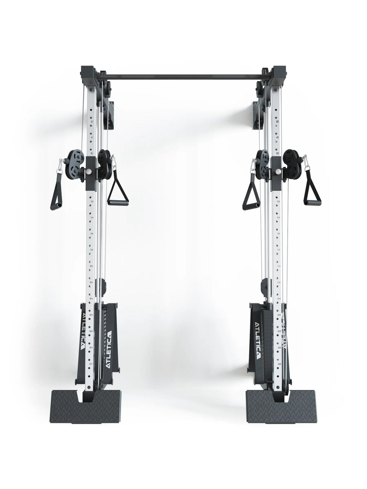 R8 Nitro Cable Rack - functional trainer with two adjustable cable pulls, handles, weight plate holder