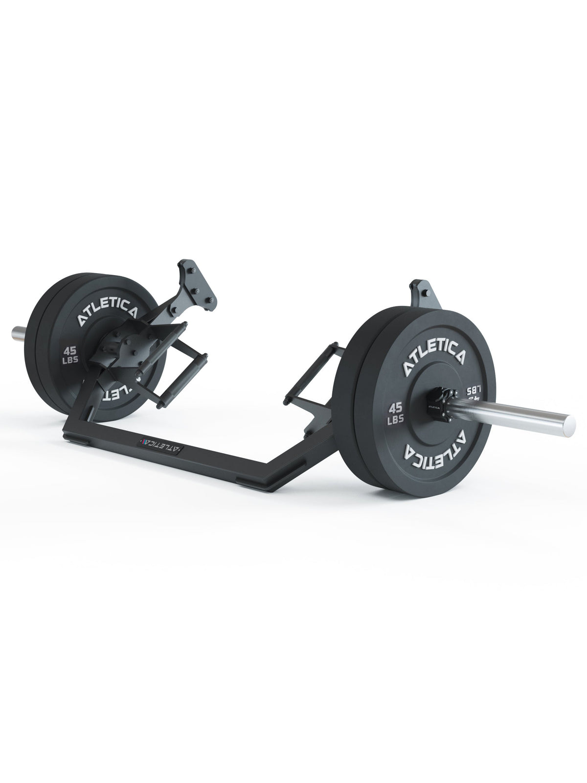Atletica Open Hex Bar with black Bumper Plates weight plates, for deadlifts and leg presses