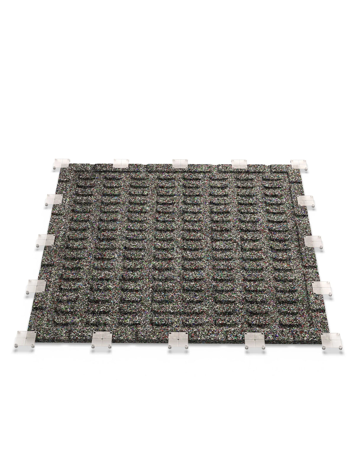 MaxProtect 65 sq ft Rubber Mat with textured surface and transparent connector elements