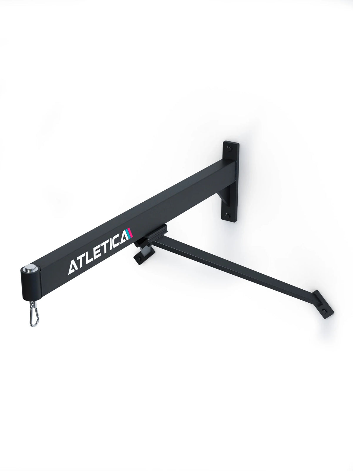 Wall mount for punching bag, hook at the bottom, two mounting points on the wall