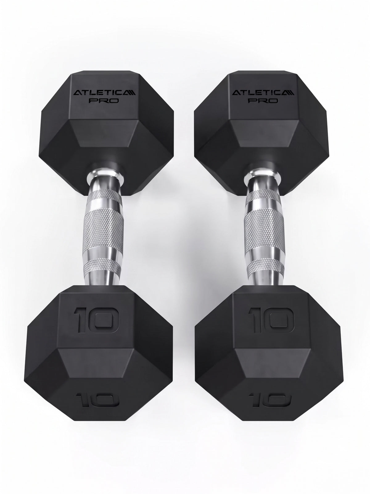 Hexagon PRO Dumbbells - Hexagonal Dumbbells 10 lb, Silver Handles