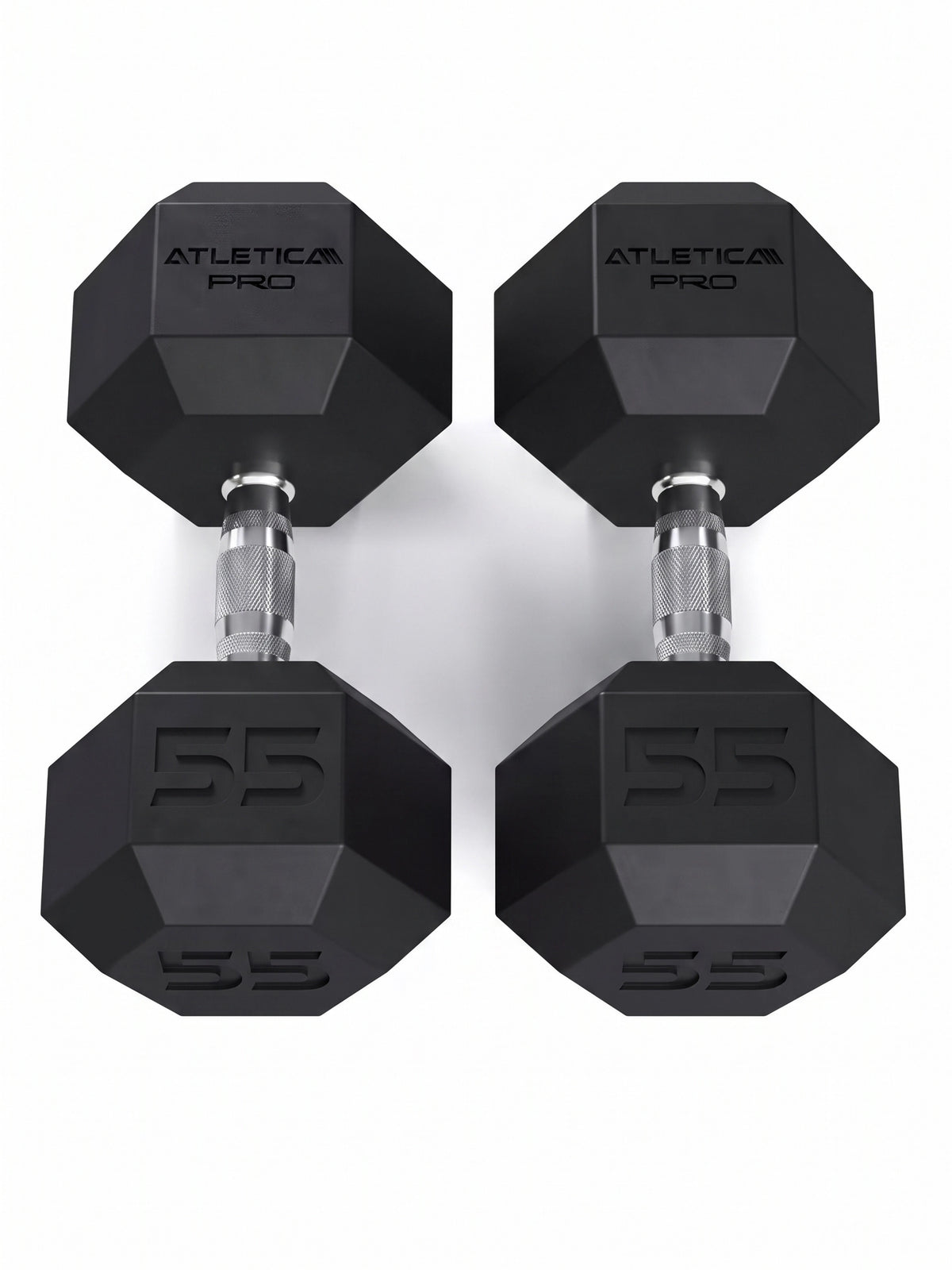 Hexagon PRO Dumbbells - hexagonal Dumbbells, weight 55 lb, silver handles
