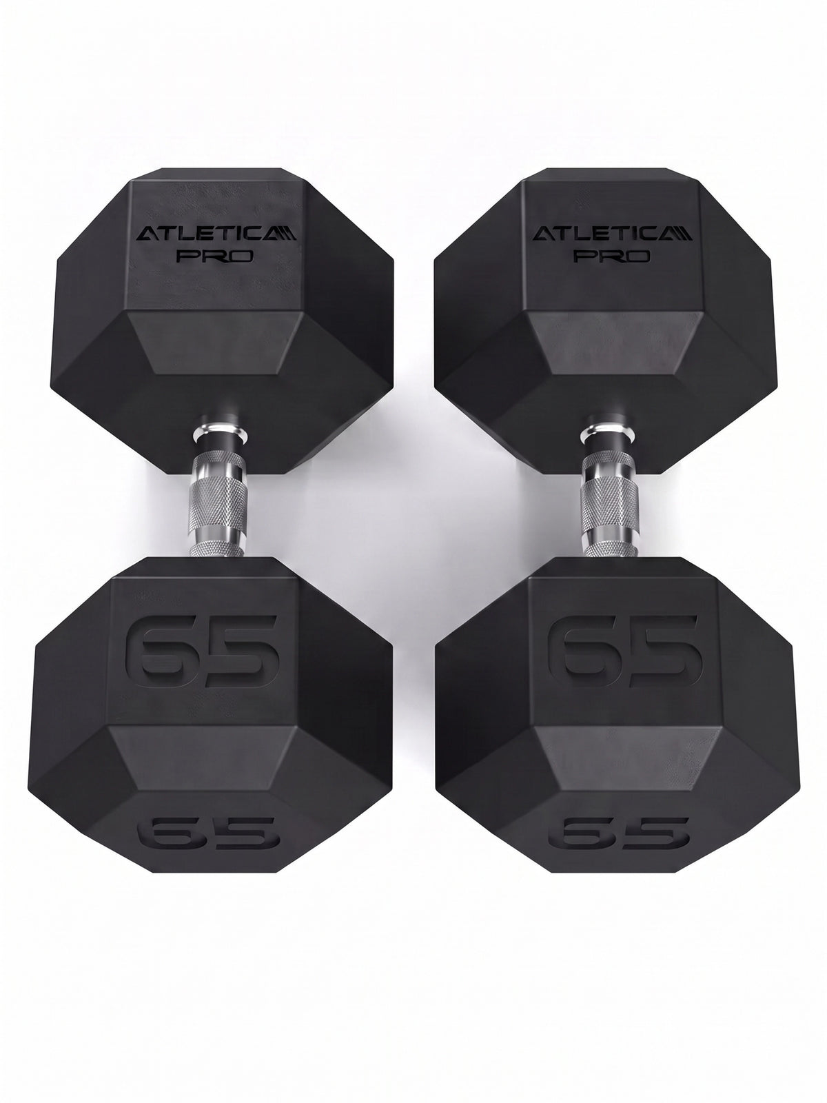 Hexagon PRO Dumbbells - Hexagonal Dumbbells, 65 lb Each, with Knurled Handles