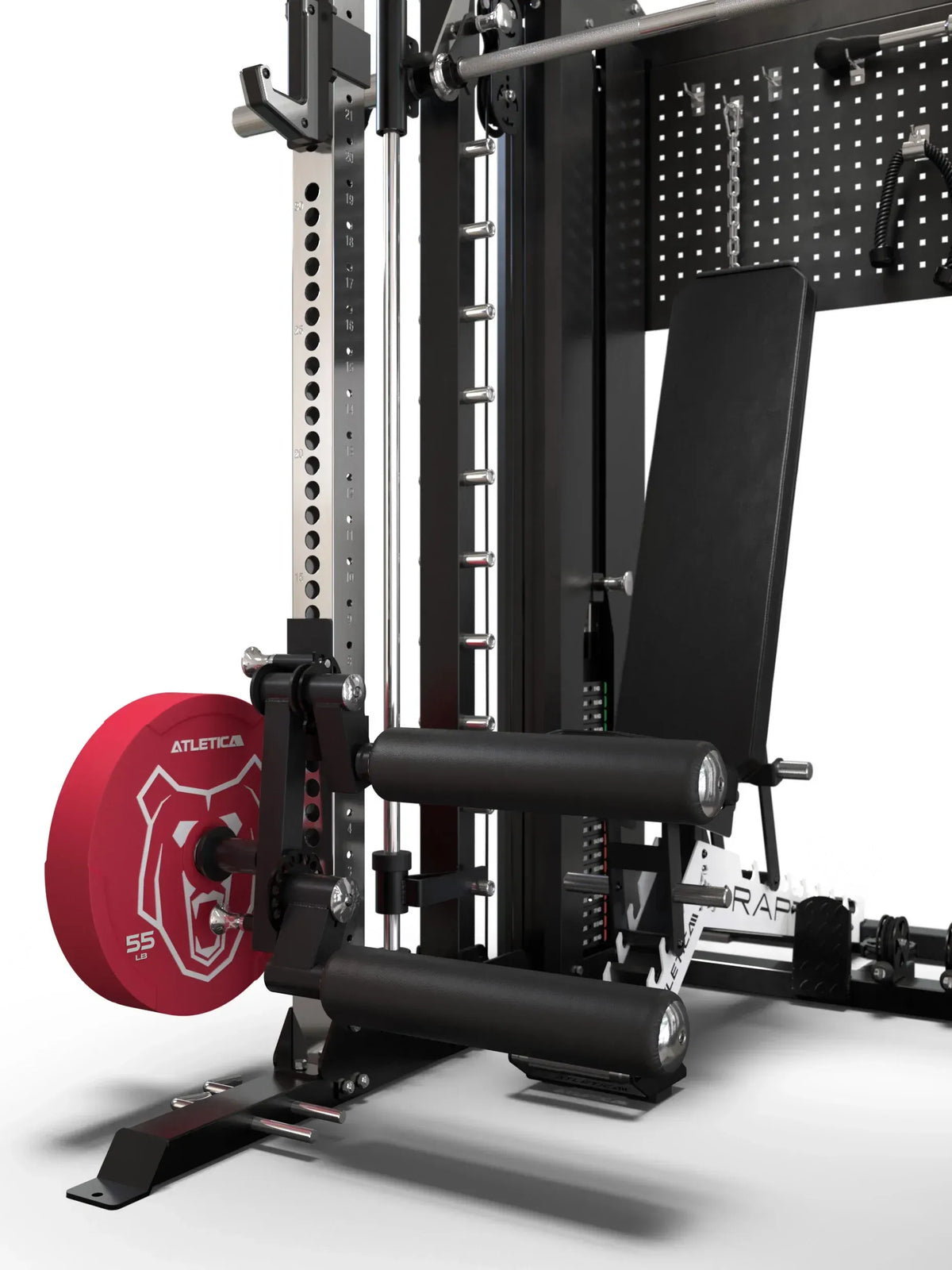 Defender Smith Machine with barbell, weight plates and padded backrest