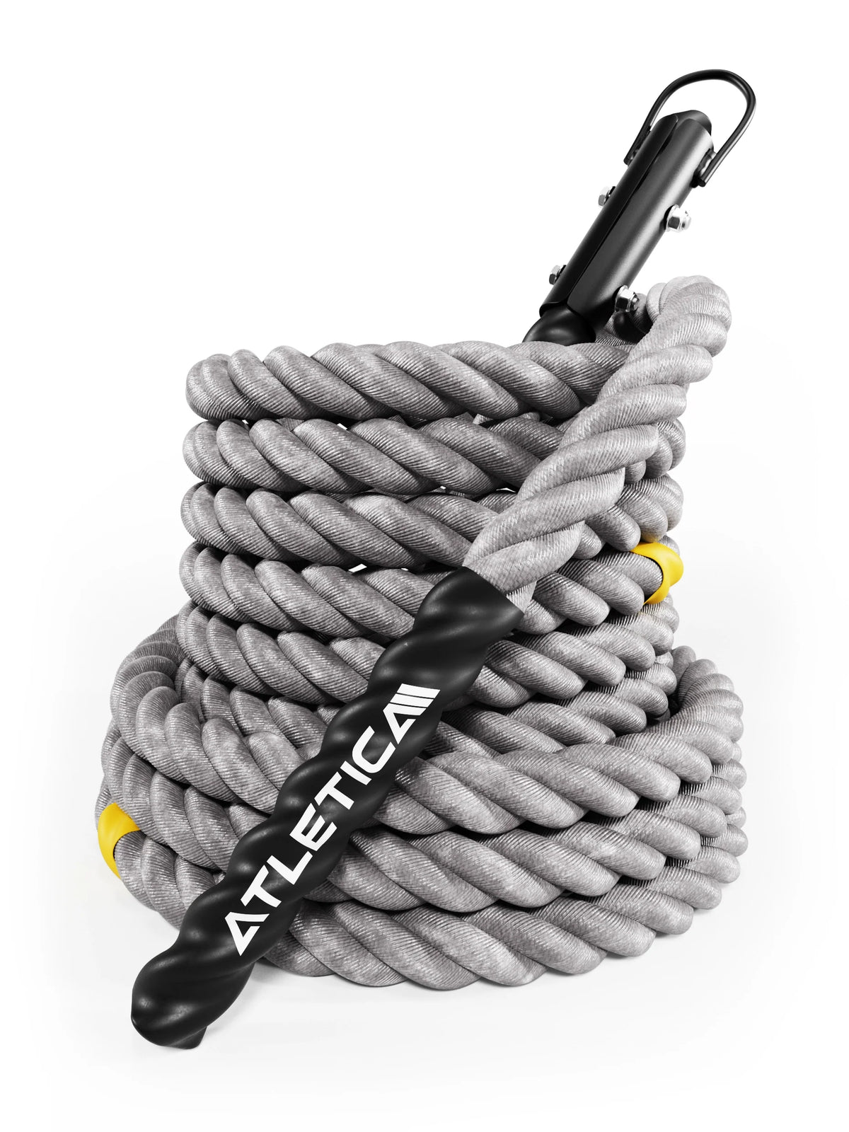 Atletica HRX Power Rope 40 ft rolled up with textured Rope and ergonomic Handle