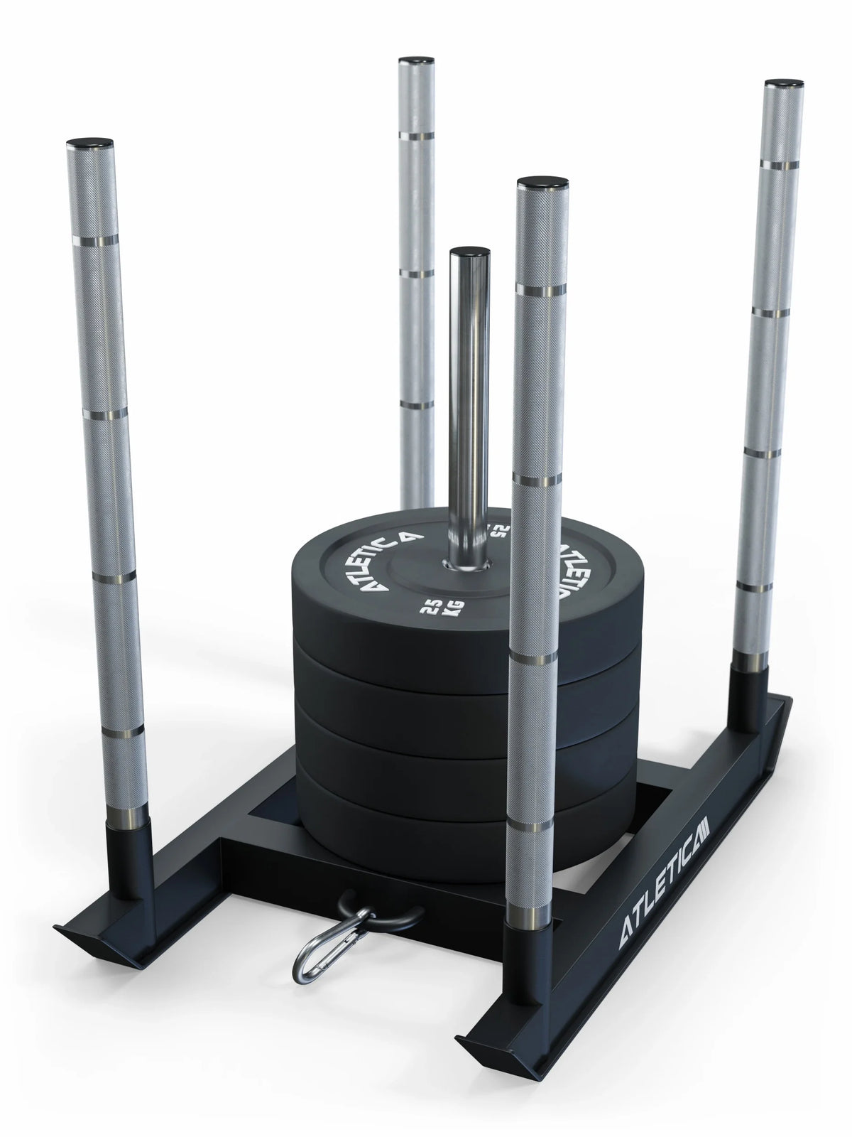 HRX Power Sled Weight Sled with Bumper Plates, Four Grip Bars and Black Steel Frame