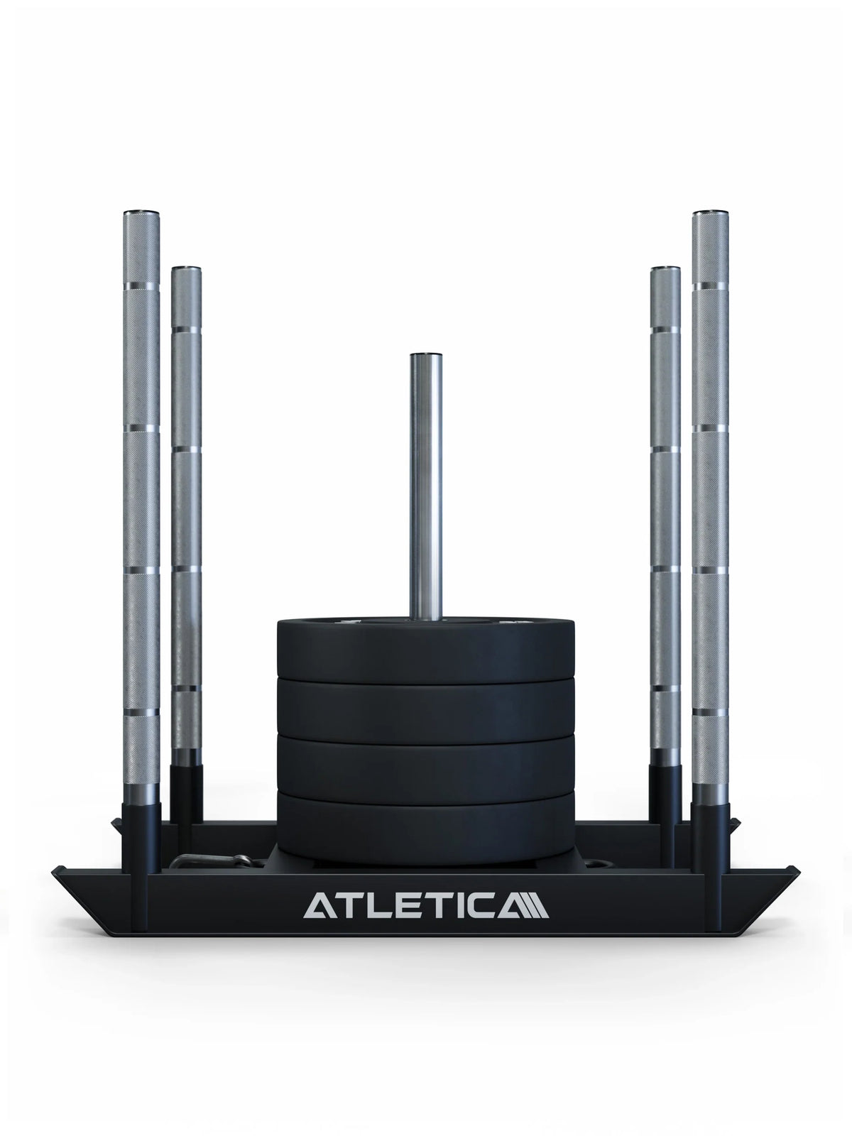HRX Power Sled weight sled with four Bumper Plates and central weight mount