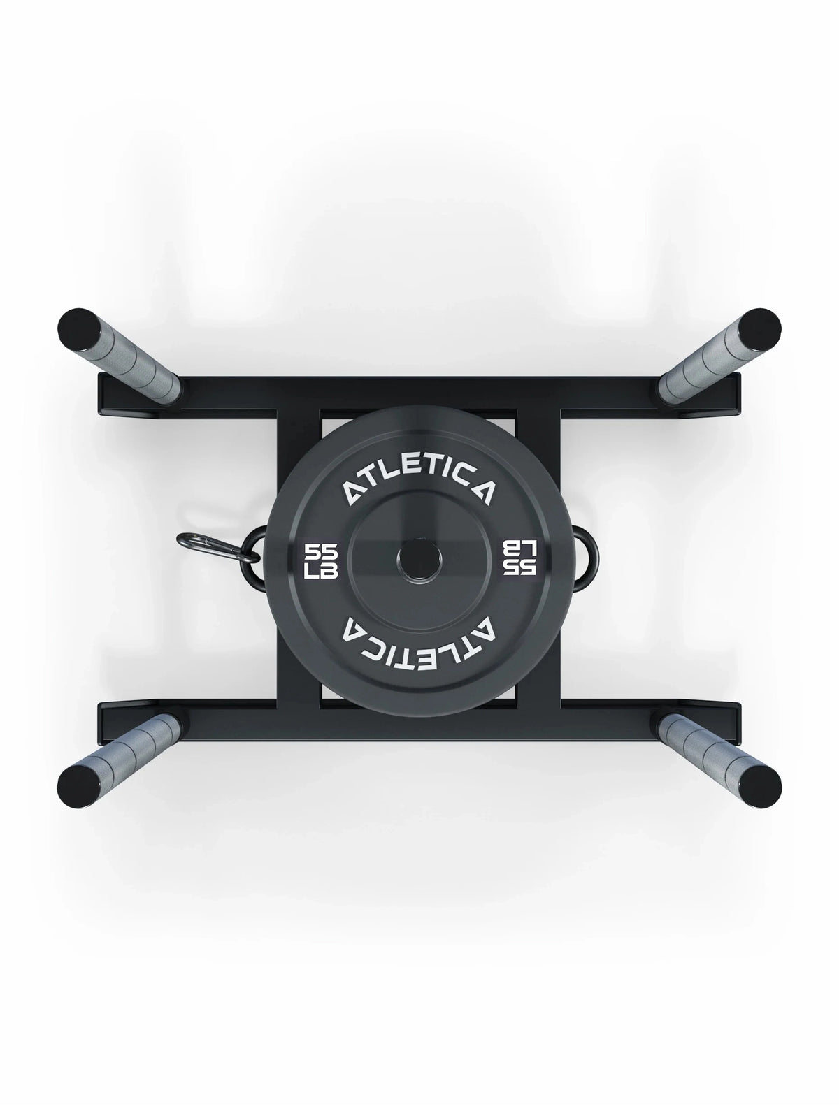 HRX Power Sled weight sled with two 25-kg bumper plates and four handles