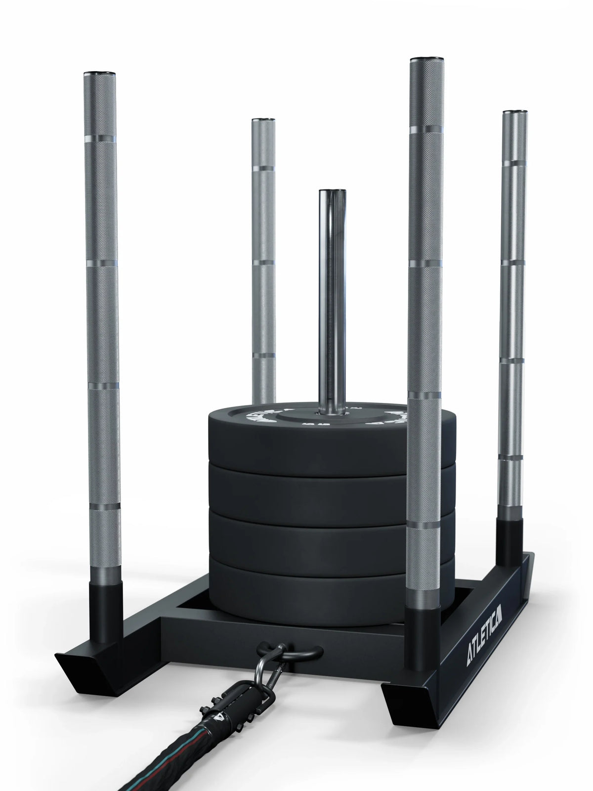 HRX Power Sled Weight Sled with Power Rope, Weight Plates and four Grip Bars