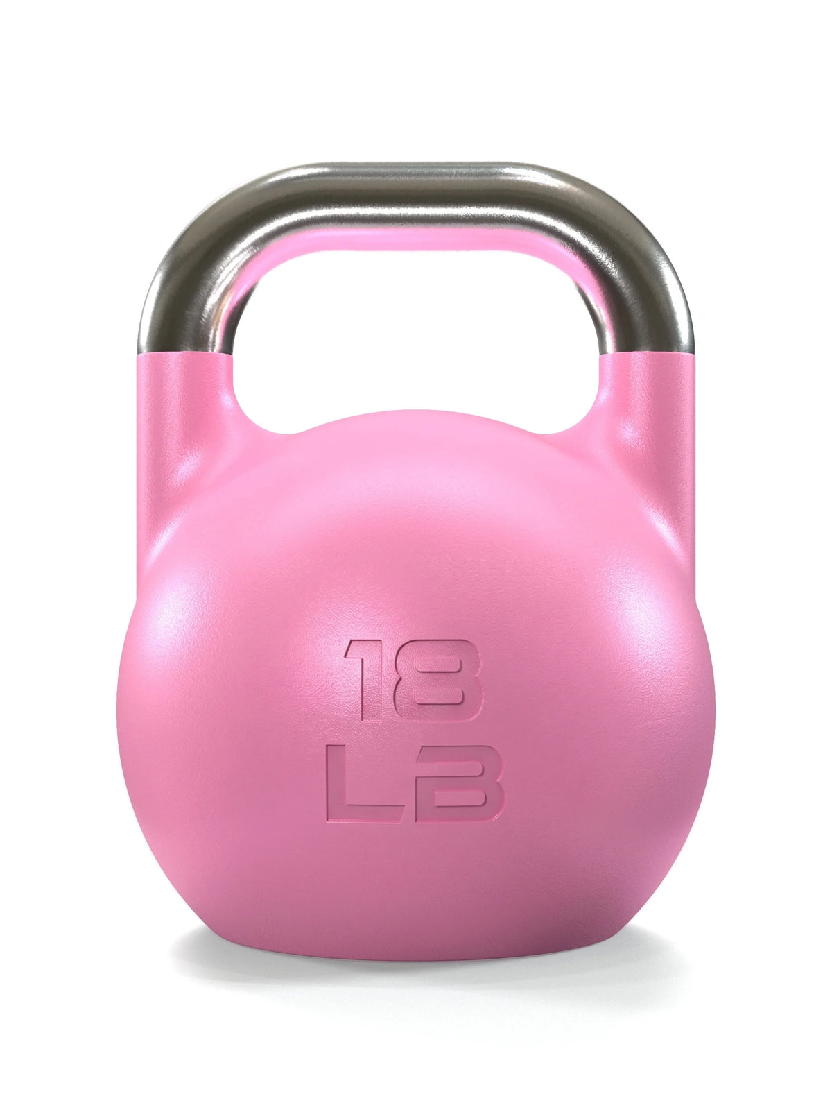 Competition Kettlebell Set - pink kettlebell, 18 lb, chromed handle, for competition and Functional Training