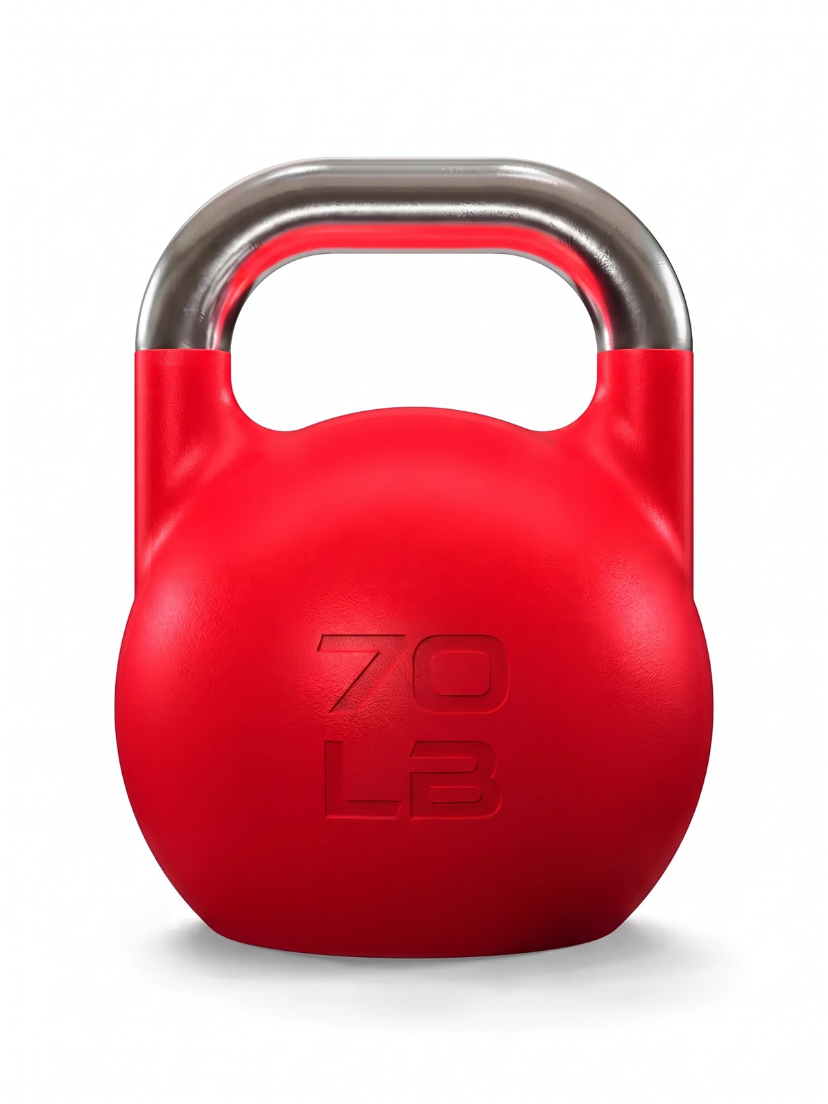Competition Kettlebell Set - Red Kettlebell, 70 lb, Silver Handle, for Competition and Functional Training