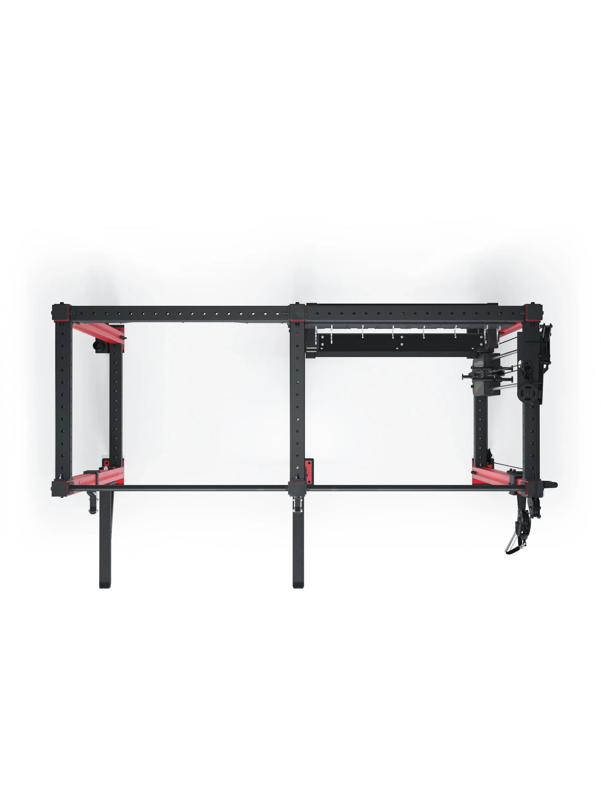 R8 Falcon R Set Legion - red Power Rack with cable pulley on the right and pull-up bar