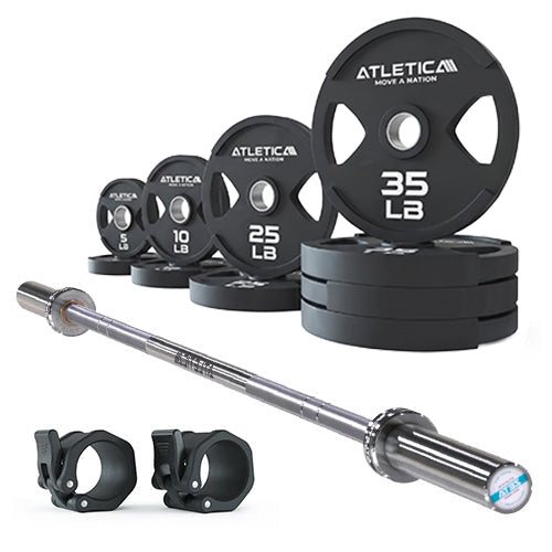 Atletica Set Zeta with 2H Gripper Plates 220 lb - barbell, weight plates from 5 to 35 lb and barbell collars