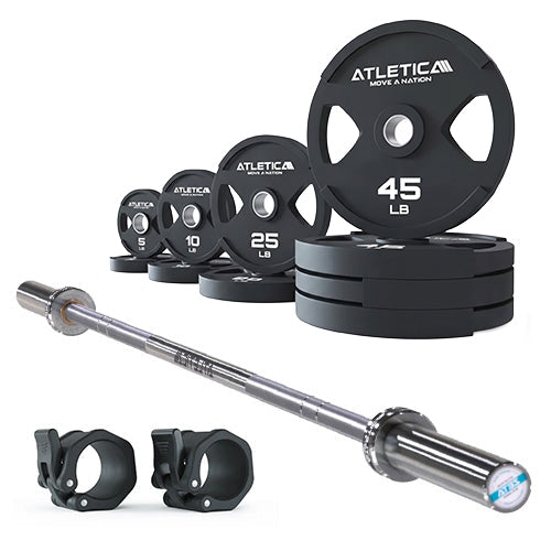 Atletica Set Zeta - Barbell, 2H Gripper Plates Weight Plates 45-5 lb, Barbell Clamps