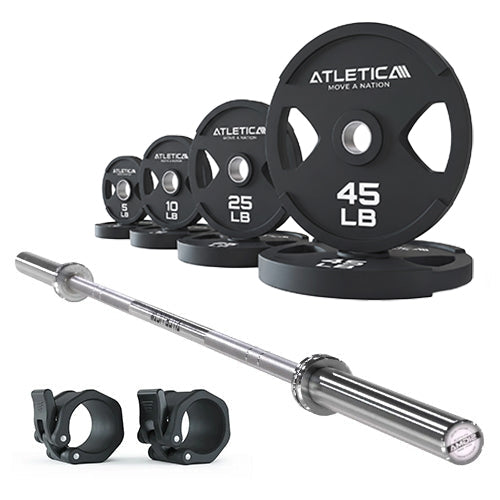 Atletica Set Sigma Barbell with 2H Gripper Plates Set 170 lb and barbell collars