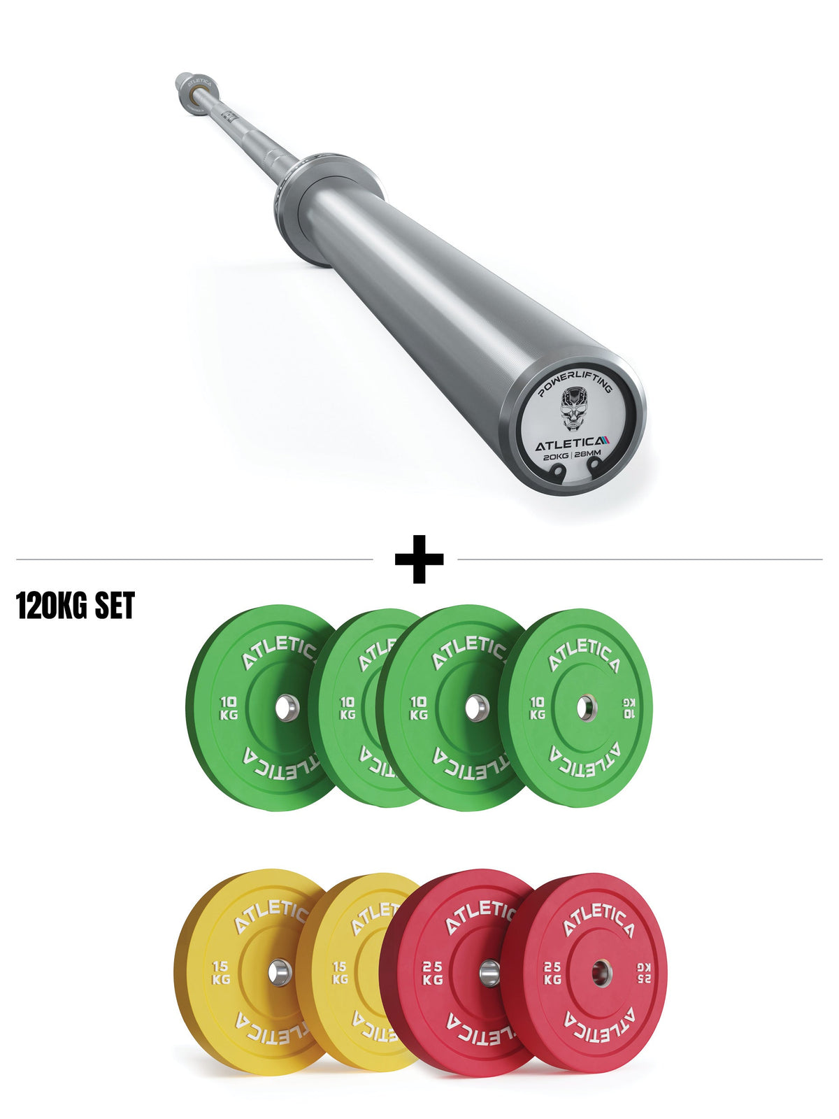 Atletica Gamma Spectrum Set with Gamma Chrome Barbell and 280 lb Color Bumper Plates