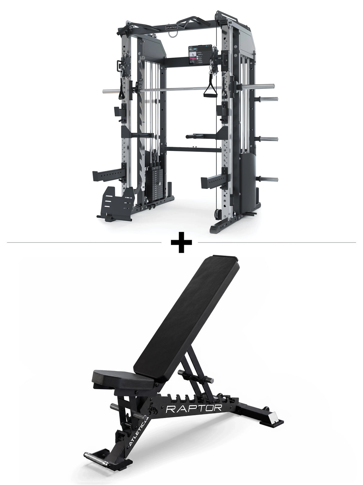 Atletica Fallout Set - Home Gym with Cable Pulley, Pull-Up Bar, barbell holder and B4 adjustable Weight Bench