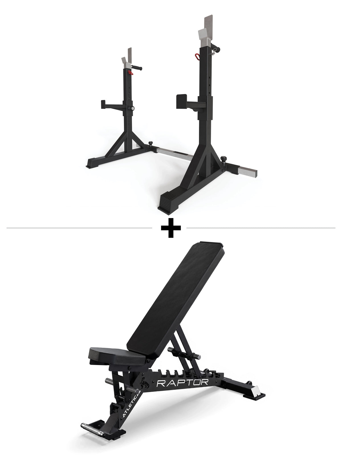 Atletica Starter Set - two freestanding squat stands, adjustable weight bench