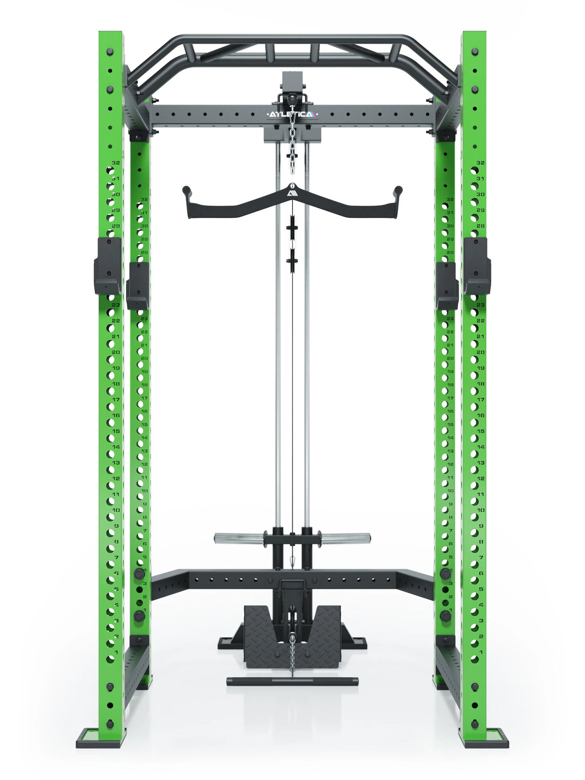 R8 BlackHawk Power Rack with Pull-Up Bar, Cable Pulley, in Electric Green