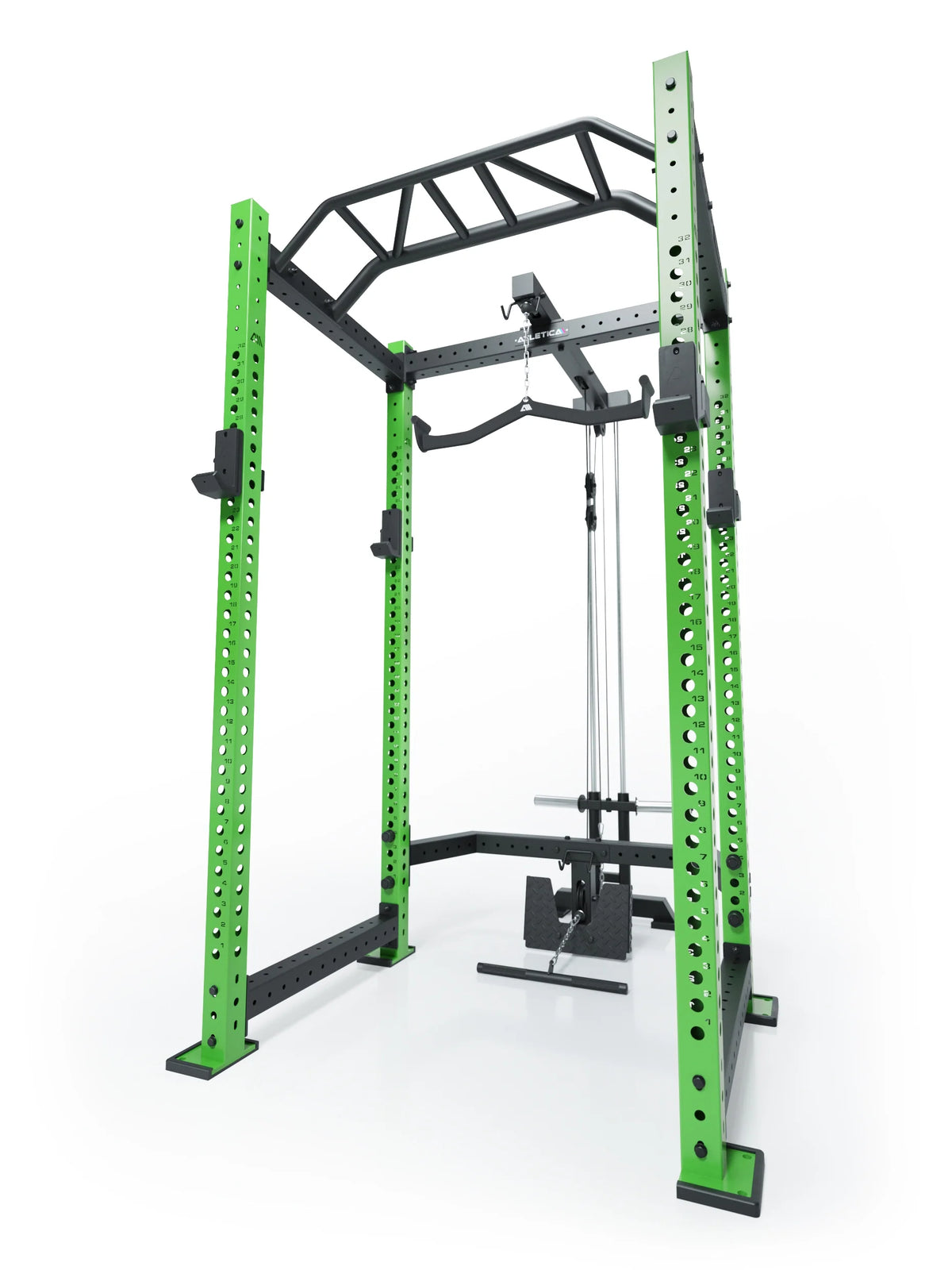 R8 BlackHawk Power Rack with pull-up bar and lat pulldown, in Electric Green