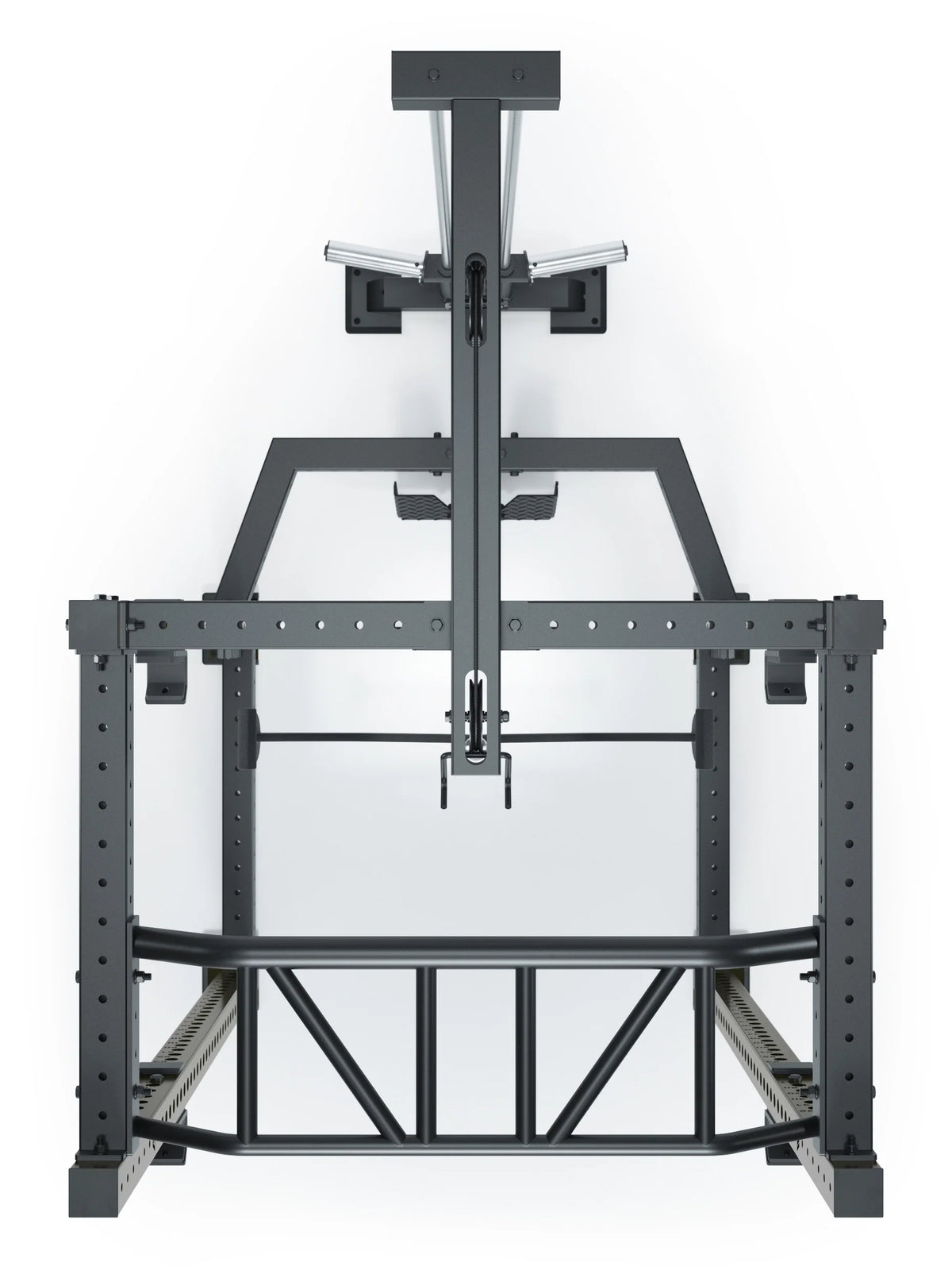 R8 BlackHawk Power Rack in Military Green - robust steel construction, top view