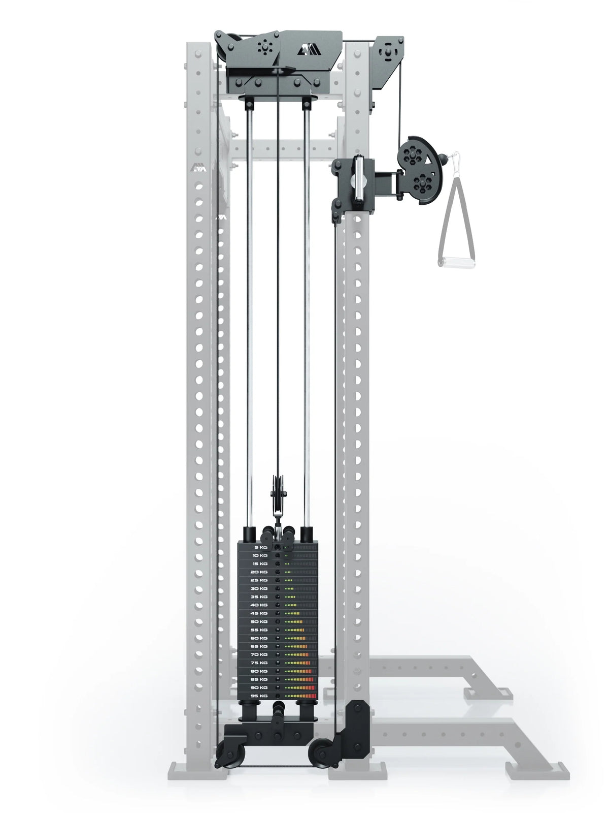 R8 Bradley Left - cable pulley tower with 210 lb weight stack, pulleys, 16.5-inch Crossbar