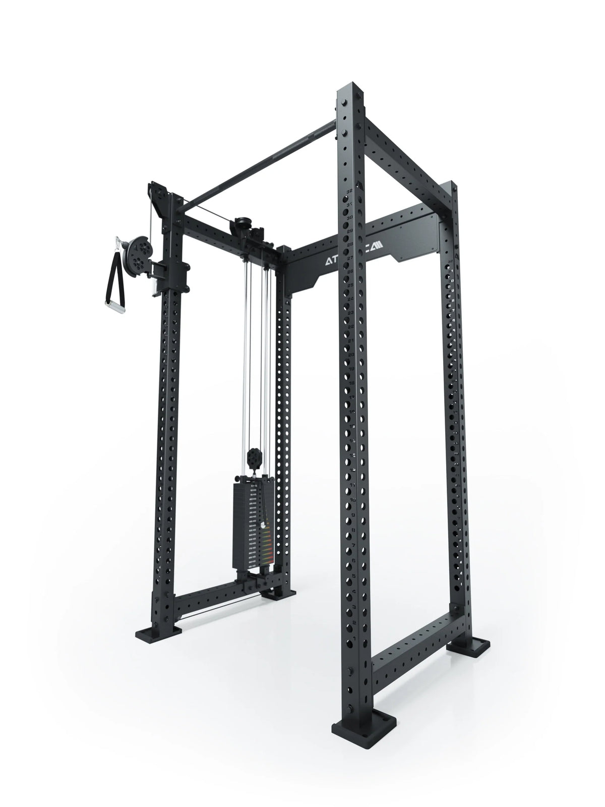 R8 Bradley black Power Rack with cable pulley, weight stack and handle