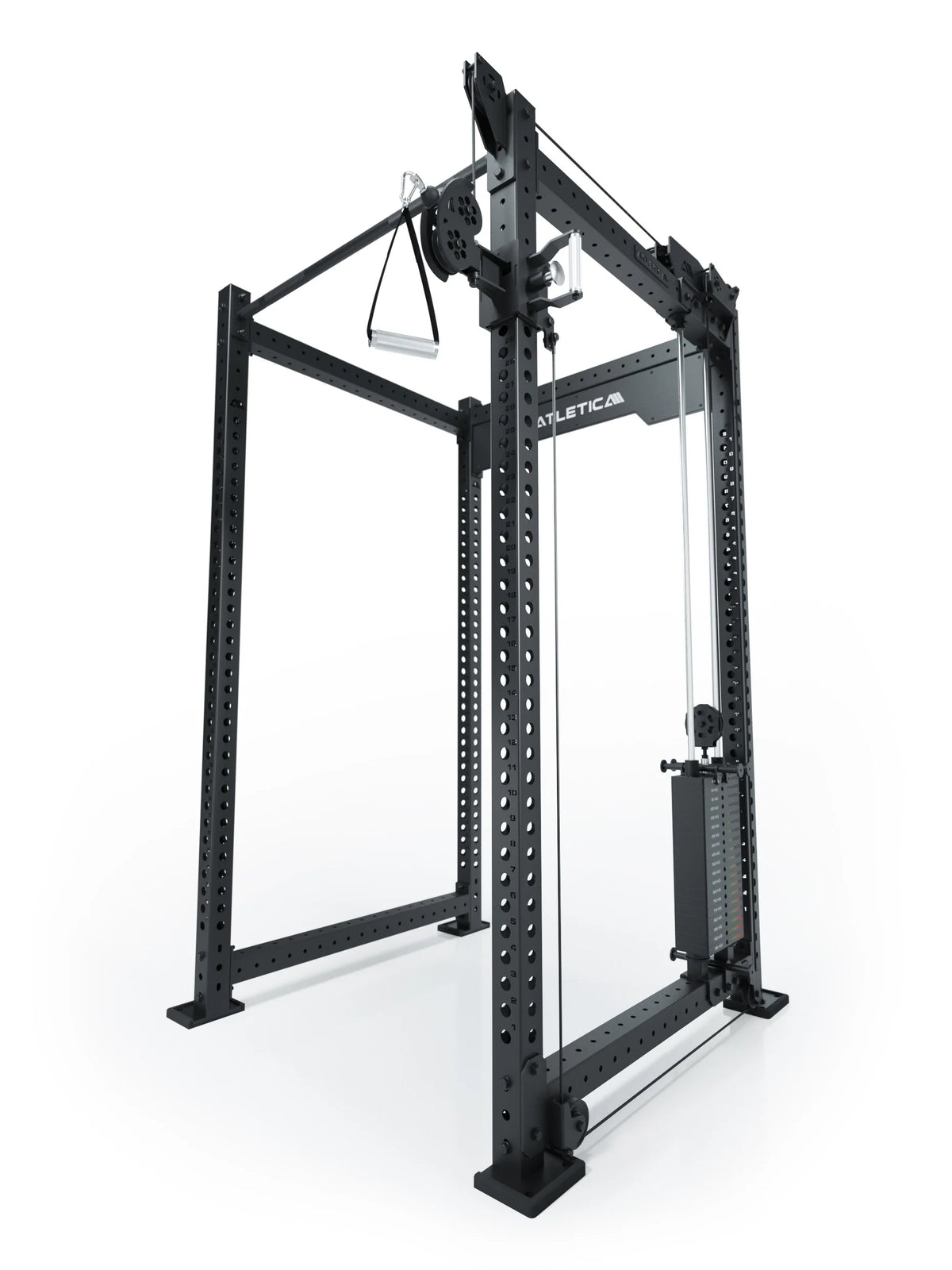 R8 Bradley - Black power rack with cable pulley, 43-inch Crossbar