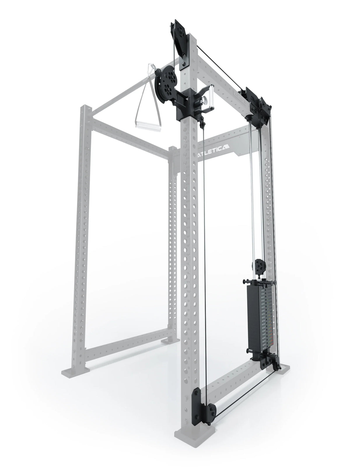 R8 Bradley - cable pulley attachment with 210 lb weight stack on the right, two pulleys, handle
