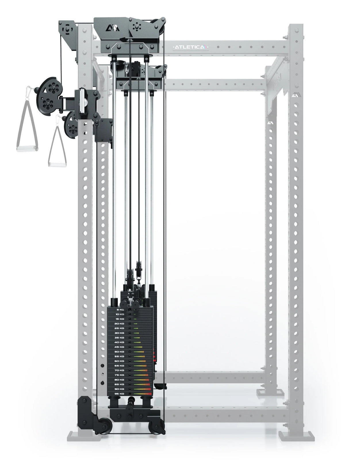 R8 Bradley Power Rack with Functional Trainer and weight stacks, pulleys, handles