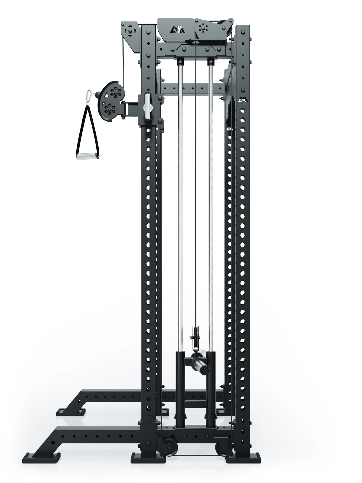 Atletica R8 Bradley plate loaded cable attachment with cable handle, right, 16.5-inch crossbar, position 1, side view
