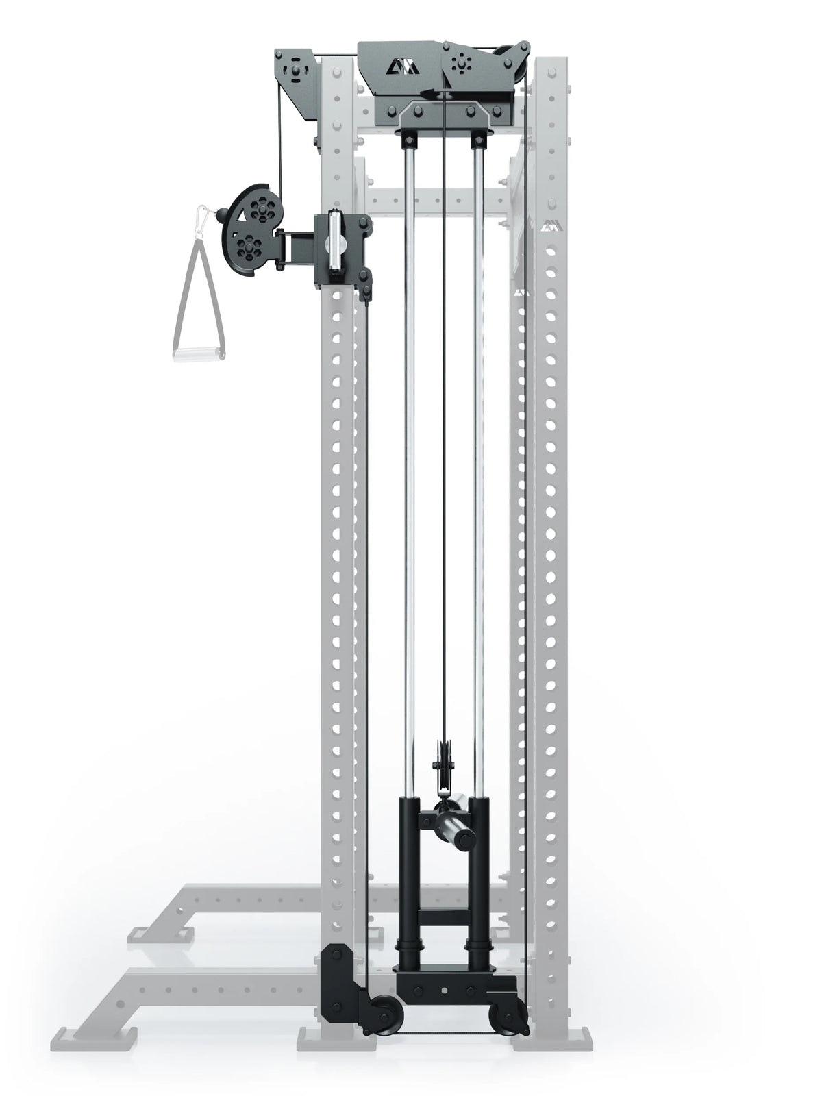 Side view of the Atletica R8 Bradley cable pulley attachment Plate Loaded for the right side with 16.5" depth
