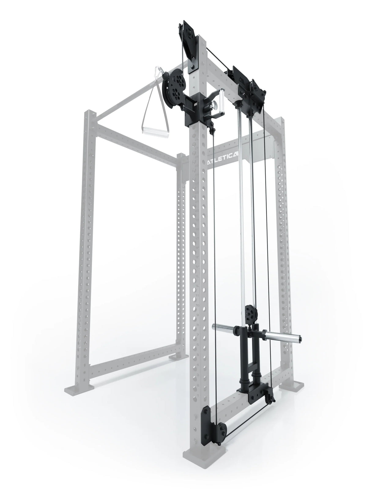 R8 Bradley Plate Loaded cable pulley attachment, right, 43" depth, with weight plate holders, position 2