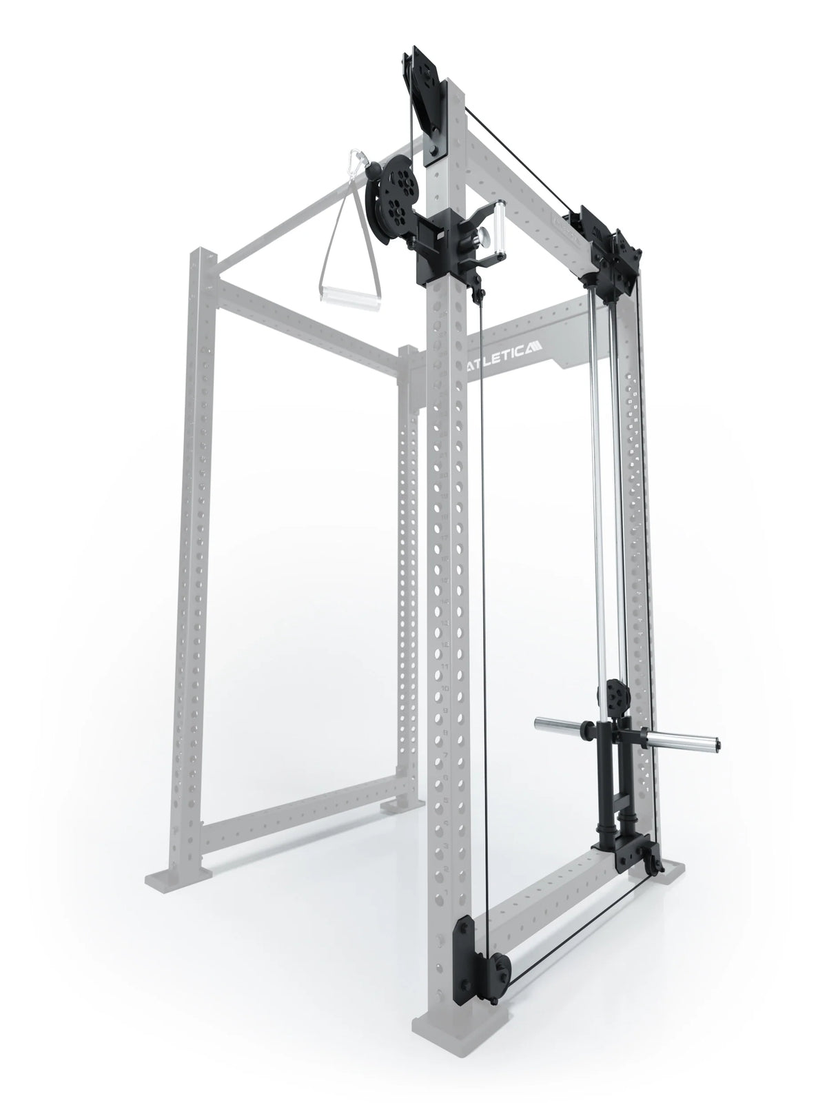 R8 Bradley Plate Loaded cable pulley attachment, right, 43" depth, with weight plate holders, position 3