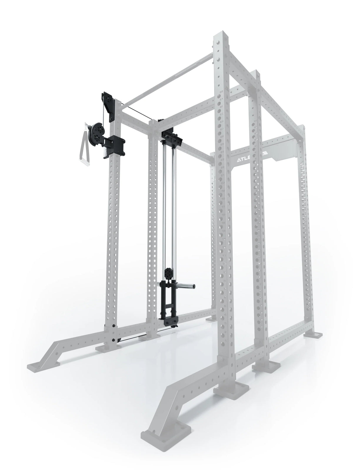 R8 Bradley Plate Loaded Cable Pulley Attachment, left, 16.5" depth, with weight plate holders, Position 4