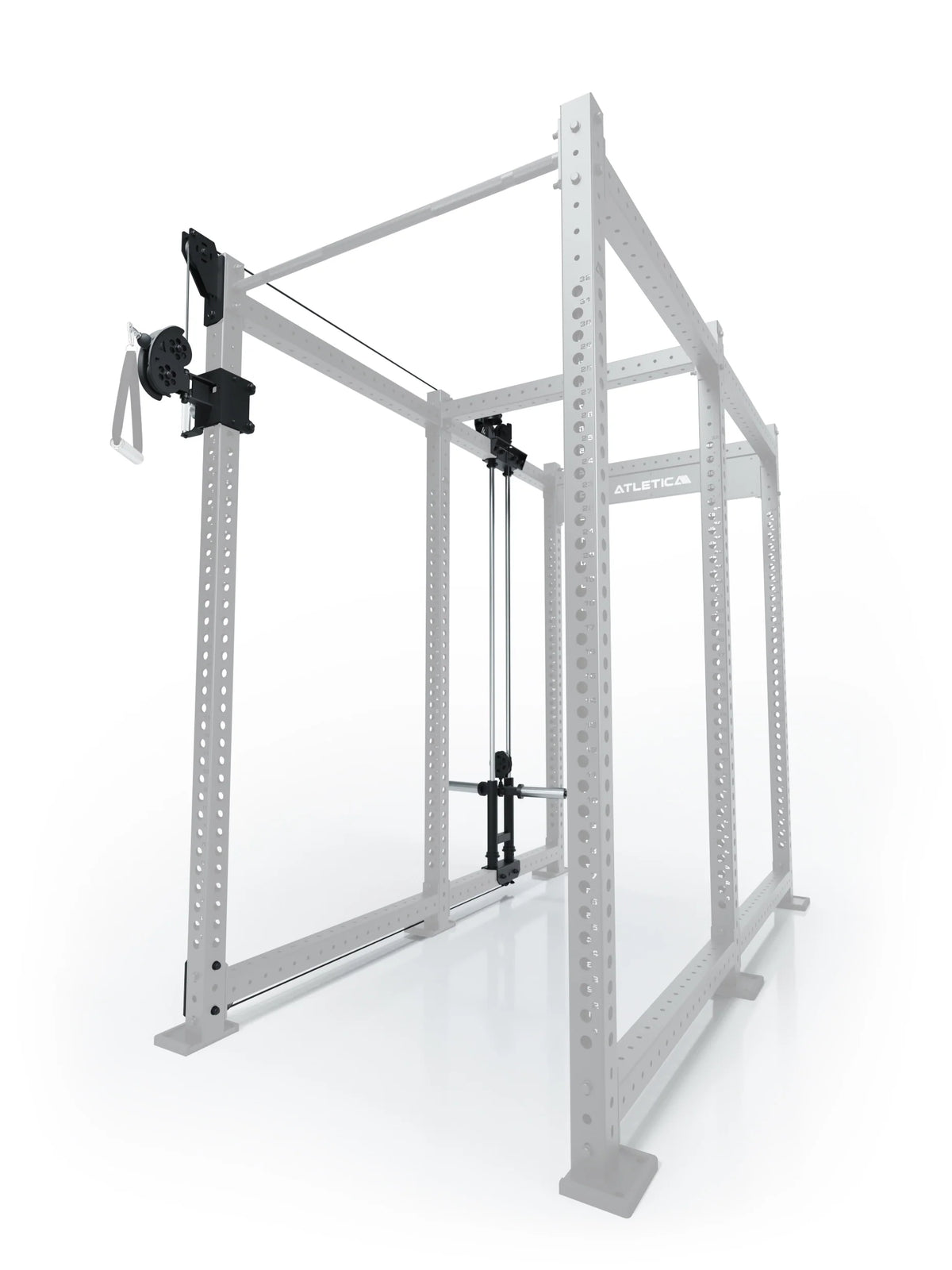 R8 Bradley Plate Loaded cable pulley attachment, left, 43" depth, with weight plate holders, Position 5