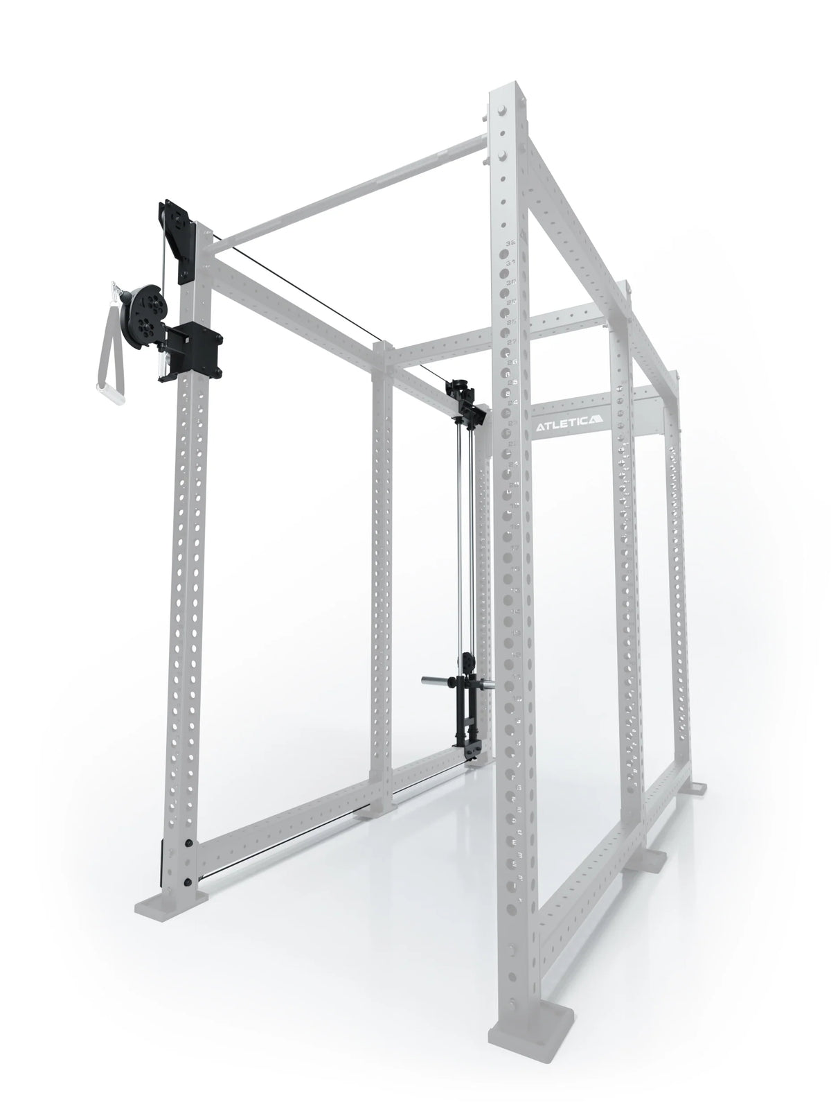R8 Bradley Plate Loaded Cable Pulley Attachment, left, 43" depth, with weight plate holders, position 6
